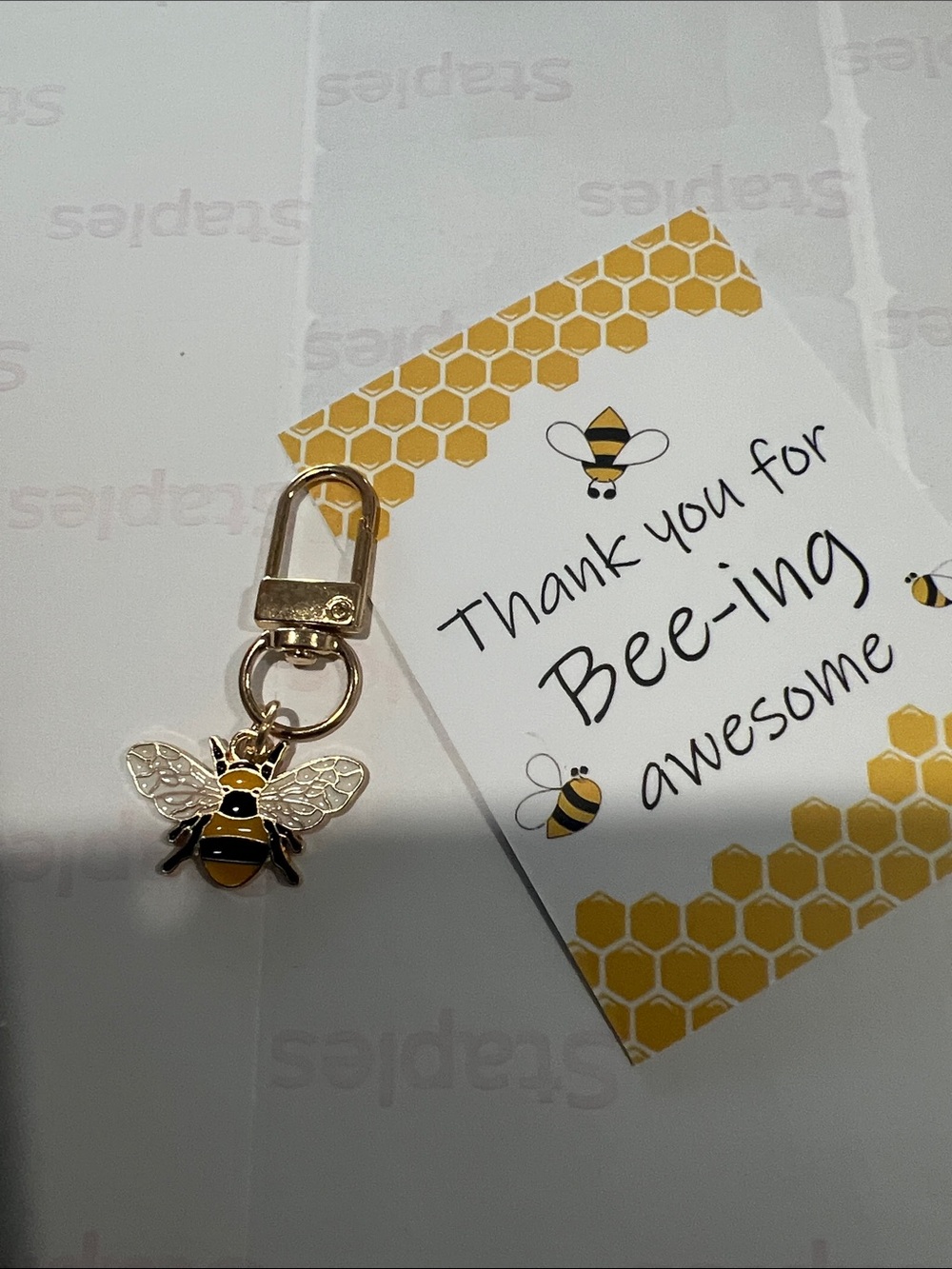 Bee Charm Keychain  - Yellow & Black
